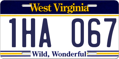 WV license plate 1HA067