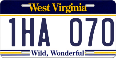 WV license plate 1HA070