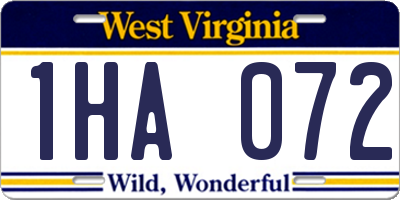 WV license plate 1HA072