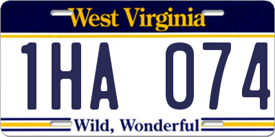 WV license plate 1HA074