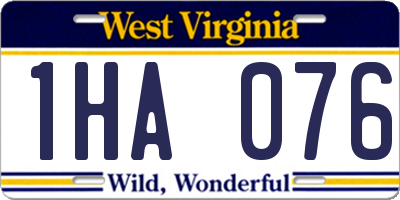 WV license plate 1HA076