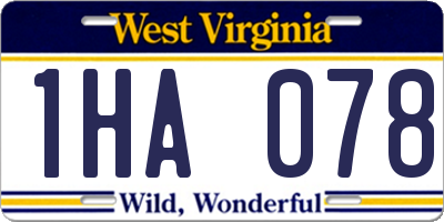 WV license plate 1HA078