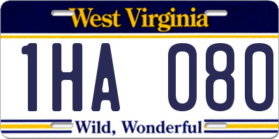 WV license plate 1HA080