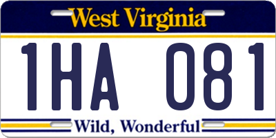WV license plate 1HA081
