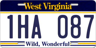 WV license plate 1HA087