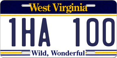 WV license plate 1HA100