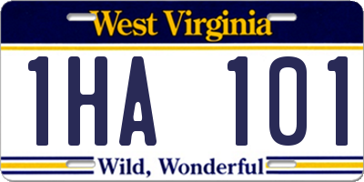 WV license plate 1HA101