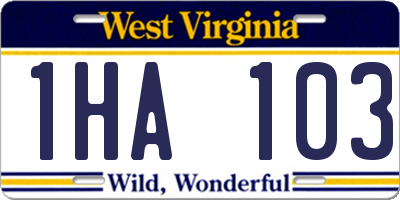 WV license plate 1HA103
