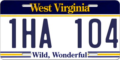 WV license plate 1HA104