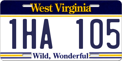 WV license plate 1HA105
