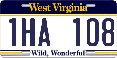 WV license plate 1HA108