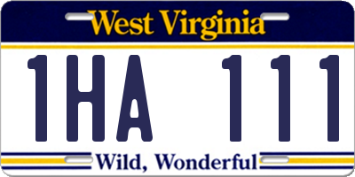 WV license plate 1HA111