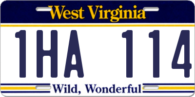 WV license plate 1HA114