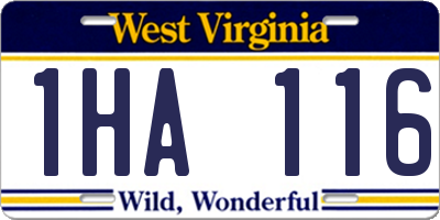 WV license plate 1HA116