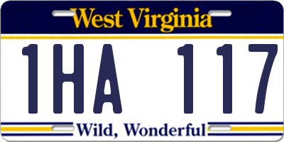 WV license plate 1HA117