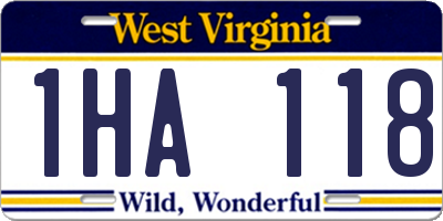 WV license plate 1HA118