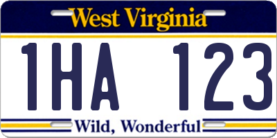 WV license plate 1HA123