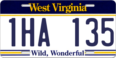 WV license plate 1HA135