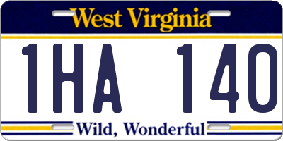 WV license plate 1HA140