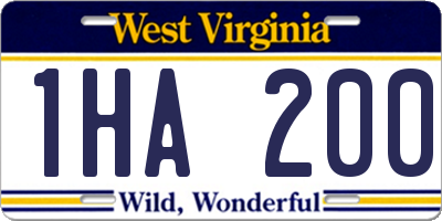 WV license plate 1HA200
