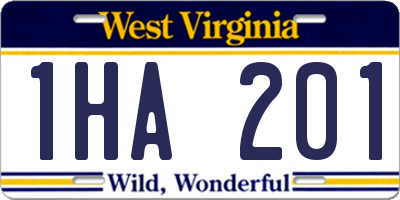 WV license plate 1HA201