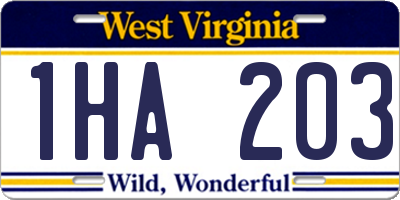 WV license plate 1HA203