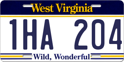 WV license plate 1HA204