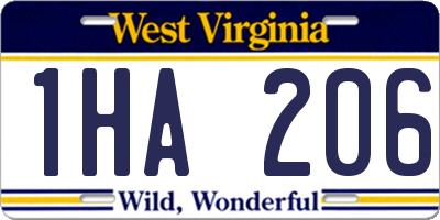 WV license plate 1HA206
