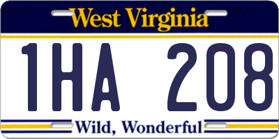 WV license plate 1HA208