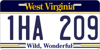 WV license plate 1HA209