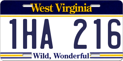 WV license plate 1HA216