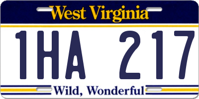 WV license plate 1HA217