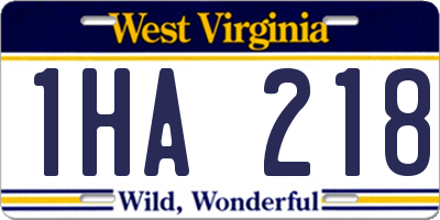 WV license plate 1HA218