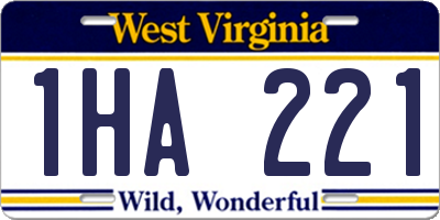 WV license plate 1HA221