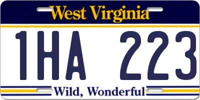WV license plate 1HA223