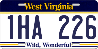WV license plate 1HA226