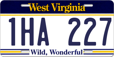 WV license plate 1HA227