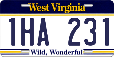 WV license plate 1HA231