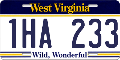 WV license plate 1HA233