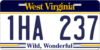WV license plate 1HA237