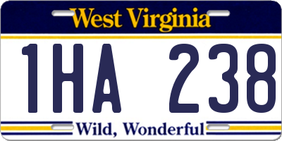 WV license plate 1HA238