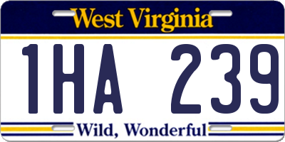 WV license plate 1HA239
