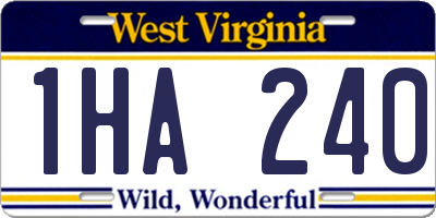 WV license plate 1HA240