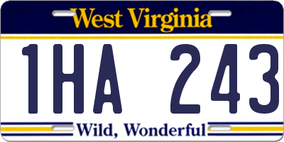 WV license plate 1HA243