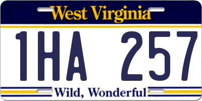 WV license plate 1HA257