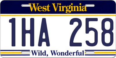 WV license plate 1HA258