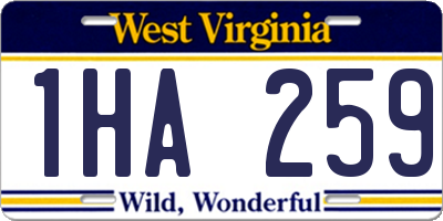 WV license plate 1HA259
