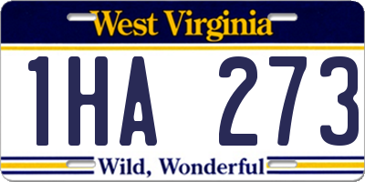 WV license plate 1HA273