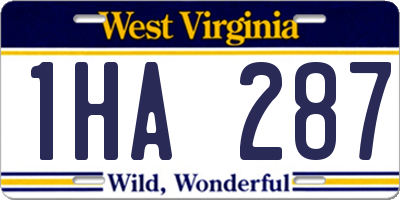 WV license plate 1HA287
