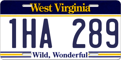 WV license plate 1HA289